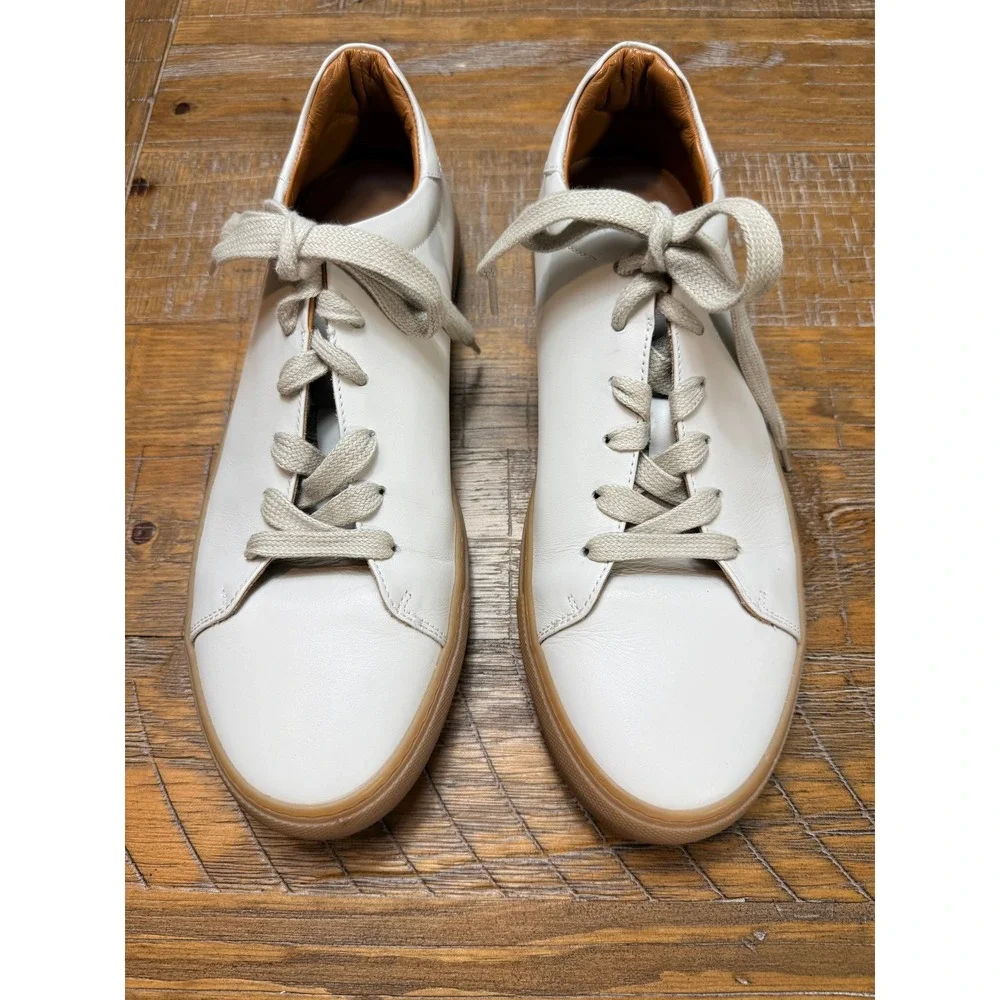 M.Gemi White Leather Low Top Sneakers Made in Italy Gum Sole Womens Size 41‎